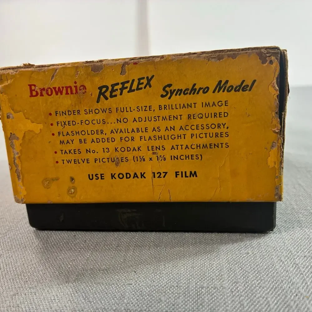 Vintage Kodak Brownie Reflex Synchro 127 Film Camera Original Box Made in USA